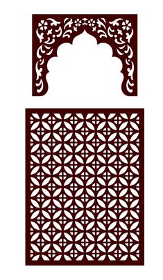 the cutout is shown with an intricate design in red and white, on a white background