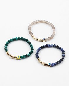 Stretch bracelet with natural stones and evil eye bead Bead Bracelet, Stretch Bracelet, Stretch Bracelets, Evil Eye, Natural Stones, Beaded Bracelets, Bracelet, Beads, Navy