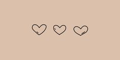 three hearts are shown in black on a beige background