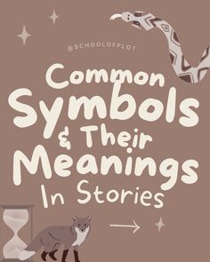 the cover for common symbols and their meaningss in stories, with an image of a fox