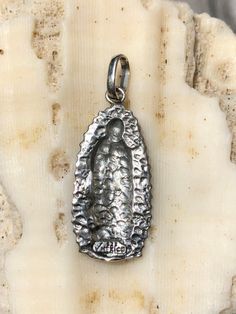 "Our Lady of Guadalupe / Virgin de Guadalupe Sterling Silver Medal Odd Shape 1.5\" Tall ( plus ring ) x .75\" Wide" Silver Our Lady Of Guadalupe Jewelry For Wedding, Our Lady Of Guadalupe, Lady Of Guadalupe, Weird Shapes, Our Lady, Sterling Silver Charm, Silver Charms, Personalized Items, Sterling Silver