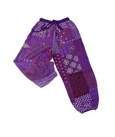 Handmade item, Bohemian Assorted Patchwork Unisex Trouser Pant, Boho Hippie Comfortable Yoga Trouser Pant, Bridesmaid Men And Women's Patchwork Harem Pant, WELCOME MY SHOP, ize : (inches) Harem Pants Waist 26" stretching to 45 " (elastic material) Hip 30"-46" Length 38- 40" NOTE : Product color may slightly vary due to photographic lighting sources or your monitor settings. Note:-As this is Hand Patch Work, There will be variation in patches. 🧺CARE : For best result, hand wash in cold water and Cotton Patchwork Pants Full Length, Purple Cotton Patchwork Bottoms, Purple Patchwork Cotton Bottoms, Purple Cotton Harem Pants With Elastic Waistband, Purple Cotton Pants For Festival, Plazo Pant, Yoga Trousers, Harem Pant, Patch Work