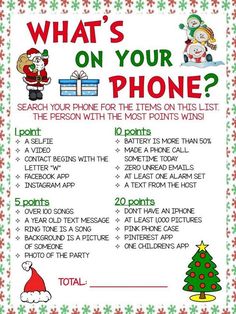 a christmas phone list with santa claus and other things to do on the phone in front of it