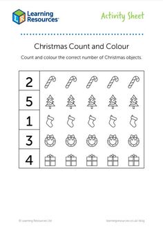 christmas count and color worksheet for children to practice numbers 1 - 10,