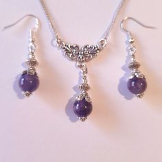 Amethyst Victorian Silver jewelry set necklace earrings Boho set Silver Amethyst set purple jewelry purple earring Amethyst jewelry gift set Amethyst Victorian set necklace earrings Bohemian necklace and earrings . Beautiful Set of silver-tone ornament beads and Genuine Amethyst necklace and earrings. Silver-tone Victorian style necklace and earrings. Boho necklace. Bohemian necklace and earrings. Romantic necklace and earrings. Beautiful necklace with same style earrings with Genuine Amethyst. Spiritual Gemstone Jewelry Sets For Gifts, Handmade Purple Jewelry Sets As Gift, Amethyst Dangle Jewelry With Natural Stones, Purple Amethyst Jewelry Gift, Amethyst Natural Stones Dangle Jewelry, Elegant Amethyst Dangle Necklaces, Purple Pendant Jewelry With Natural Stones, Adjustable Purple Pendant Jewelry, Spiritual Purple Jewelry With Matching Earrings