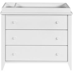 a white baby changing table with drawers