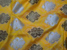 Yellow Brocade Fabric Banarasi Brocade Fabric by the Yard | Etsy    You can purchase from Our What's App no. is +91-9999684477.We also take wholesale enquiries. Striped Wedding, Long Train Wedding Dress, Cushion Sofa, Silk Wedding Dress, Sophisticated Bride, Wedding Dress Chiffon, Sweetheart Wedding Dress, Country Wedding Dresses, Wedding Dress Fabrics