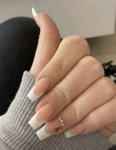 French Nail Tips Acrylics, Nails With Initials D, Long Acrylic Nails With Initials, Nails With Initials Acrylic Letter A, Acrylic Nails With Initials, Nails With Letters Initials, Nails With Initials, Acrylic French Tip