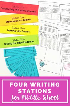 four writing stations for middle school students