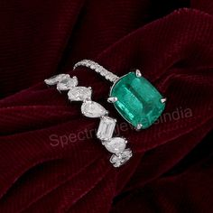 Zambia Emerald Diamond Ring, 18k White Gold Diamond Wrap Ring, Natural Emerald Prong Set Ring, Diamonds Adjustable Ring, Wedding Ring Gift Details :- Stone :- Diamond / Emerald  Stone Shape :- Pear / Oval / Baguette / Round Item Code:- SER-2174D  Gross Weight :- 3.86 gm Approx  18k Gold Weight :-2.9 gm Approx  Diamond Weight :- 1.9 ct. Approx (Si Clarity Hi Color Certified Diamonds) Emerald Weight :- 2.88 ct. Approx  Ring Size: 7 US and we can make ring size as per your requirement size. ≫ FAQ below for more detail. ✦ Sizing We can adjust most items to fit your sizing preferences. Most items can be made to any size and length. Please leave a note at checkout or contact us via Etsy conversation. Even after purchasing the item, you can still ask us to adjust the size or length. We will try o Emerald Diamond Rings Living Room, Luxury Diamond Emerald Ring As Gift, Luxury White Gold Open Emerald Ring, Emerald Diamond Rings Bedroom, Diamond Wrap Ring, Gold Wrap Ring, Emerald Ring Engagement Diamond, Dainty Engagement, Gold Wrap