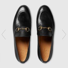 The Gucci Jordaan Is Our New Horsebit Loafer With A Slimmer Shape And Horsebit. Featured In Vogue’s 25 Ways To Gucci Black Leather Horsebit Detail Slim Shape Leather Sole Flat .5" Heel Made In Italy White Gucci Loafers For Work, Luxury Timeless Dress Shoes With Goodyear Welt, Luxury Black Derby Shoes For Business Casual, Luxury Gucci Leather Shoes For Galas, Gucci Oxford Shoes Women, Gucci Horsebit Ballet Flats, Gucci Luxury Tassel Loafers For Formal Occasions, Luxury Dress Shoes With Leather Sole In Classic Style, Luxury Leather Dress Shoes For Business