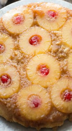 a pineapple upside down cookie on a plate