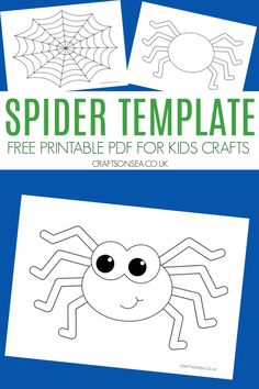 spider templates for kids to color and print with the text,'free printable spider