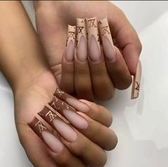 Long Tapered Square Nail Designs, Nails Brown, Tapered Square Nails, Square Nail Designs, Tapered Square, Fancy Nails Designs, Drip Nails, Glamour Nails, Basic Nails