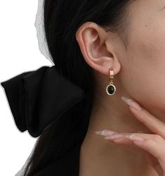 Luxury Black Onyx Earrings, Glamorous Black Jewelry For Gift, Elegant Onyx Jewelry Tarnish Resistant, Elegant Onyx Jewelry With Tarnish Resistance, Chic Black Round Earrings, Elegant Black Single Earring, Elegant Single Black Earring, Single Black Luxury Earring, Luxury Black Single Earring