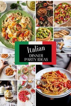 a collage of italian dinner party ideas