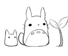 a drawing of a totoro and its baby