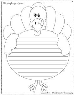 a turkey is shown in this thanksgiving coloring page