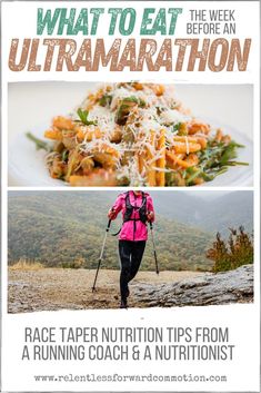 an advertisement for what to eat ultramaration with the words, race taper nutrition tips