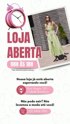 an advertisement for a women's clothing store featuring a woman in a green dress