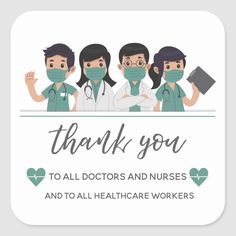 thank you to all doctors and nurses square sticker