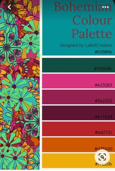 the color scheme for this design is bright, colorful and has lots of flowers on it