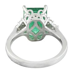 Stamped: 14K Total Ring Weight: 4 Grams Emerald Weight 3.40 Carat (11.00x8.00 Millimeters)Diamond Weight: 0.15 carat (F-G Color, VS2-SI1 Clarity )Face Measures: 11.00x15.50 Millimeter SKU: [600729] Timeless Emerald Ring With Accent Stones For Formal Occasions, Timeless Formal Emerald Ring With Accent Stones, Elegant Emerald Ring With Princess Cut And Accent Stones, Elegant Princess Cut Emerald Ring With Accent Stones, Formal Emerald Cluster Ring With Accent Stones, Elegant Gia Certified Radiant Cut Emerald Ring, Elegant Radiant Cut Gia Certified Emerald Ring, Elegant Gia Certified Princess Cut Emerald Ring, Silver Emerald Ring Gia Certified