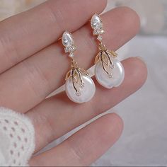 Pearl Detail 14 Kt Gold Plated Small// Light Weight Drop Earrings Rhinestone Detail Elegant Gold Pearl Drop Earrings, Jewellery Pearl, Pearl Drop Earrings Gold, Small Light, Earrings Color, Indian Jewellery, Pearl Drop Earrings, Gold Pearl, Pearl Drop