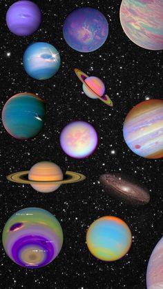 the solar system is shown with all its planets in it's outer orbits