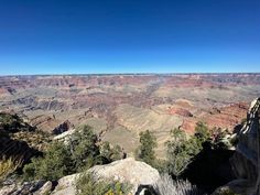 the grand canyon is surrounded by trees and rocks