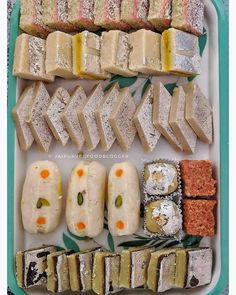 a tray filled with different types of food