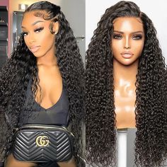 PRICES MAY VARY. 13×4 Deep Wave lace front wigs human hair materia: 100% unprocessed grade 10A brazilian virgin human hair, be cut from young girl donors directly, clean, natural health, soft and comfortable,glueless, no shedding, full, thick, swiss HD transparent lace looks very realistic. Curly lace front wigs human hair texture: our deep wave human hair wig is made of real human hair, healthy and odor-free, 180% density deep wave curls wet and wavy look more beautiful. HD lace frontal wigs hu Deep Wave Weave, Wave Curls, Deep Wave Lace Front Wigs, Wigs Hairstyles, Curly Lace Frontal, Frontal Wig Hairstyles, Lace Fronts, Wig Colors, Wavy Wigs