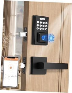 Return Policy Fast Delivery Trusted seller Keyless Entry Door Lock with 2 Lever Handles, Fingerprint Entry Door Handleset, Electronic Digital Keypad Deadbolt with App, Auto Lock & One Touch Locking, Front Smart Door Handle Sets, Black Product Description [Perfect Door Lock Partner] The combination of electronic digital locks and door handles for additional convenience. You do not need to buy an extra door handle. The passage door lever is reversible for right and left handed side of exterior doors. It fits most decoration styles, and suitable for both commercial and residential applications. [HIGH SECURITY] The electronic door lock has been passed up to 100,000 times usage test, 2000N appearance pressure resistance, and has ANSI Grade 3 certification. 4-in-1 Smart Door Lock: Passcode + Fin Keyless Entry Door Locks, Entry Door Locks, Digital Lock, Smart Door Locks, Door Handle Sets, Control Key, Smart Door, Door Lever, Decoration Styles