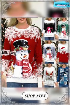 Women's Pullover Christmas Printed Raglan Women's T-shirt Festive Winter Crew Neck Top, Casual Festive Tops For Christmas, White Crew Neck Top For Christmas, Casual Festive Tops For New Year, Casual New Year Tops, Casual Holiday Crew Neck Tops, Casual Crew Neck Tops For Holidays, Casual Holiday Tops For New Year, Festive Winter Crew Neck T-shirt