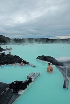 people are sitting in the blue lagoon