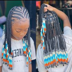 Little Black Girls Box Braids Hairstyle, Little Black Girls Braided Hairstyles For Kids With Beads, Kiddie Hairstyles For Kids Braids, Kids Fulani Braids Hairstyles, Kids Tribals With Knotless Braids, Braids And Beads Kids, Kids Braids Hairstyles Black, Braids For Kids Girl Hairstyles, Girl Braids Hairstyles Kids Black