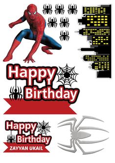 spiderman birthday card with the words happy birthday on it and an image of a spider man