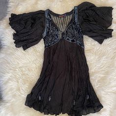 Beautiful Shortsleeve Black Dress By Free People Beaded And Sequence Working Zipper On The Side Size: Infinite Money, Witch Clothes, Grunge Witch, Beaded Dress Short, Eclectic Outfits, Ugly Dresses, Ideal Closet, Wardrobe Goals, Digital Closet