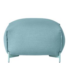 a blue ottoman that is sitting on a white background