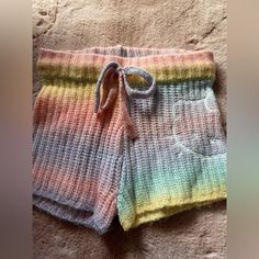 Hello Kitty Forever21 Pastel Rainbow Knit Shorts. Size Small. No Tags But Never Worn. Playful Fitted Shorts For Loungewear, Cute Multicolor Bottoms For Loungewear, Cute Fitted Purple Bottoms, Cute Multicolor Shorts For Loungewear, Hello Kitty Shorts, Knit Shorts, Shorts Athletic, Pastel Rainbow, Athletic Shorts