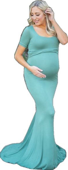 Fitted Solid Color Maternity Dress, Fitted Green Maternity Dress With Short Sleeves, Elegant Solid Maternity Dress, Gown With Short Sleeves, Maternity Gown, Maternity Gowns, Pregnancy Photoshoot, The Cross, Classic Elegance