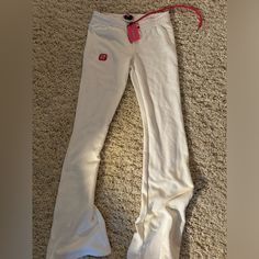 Perfect Condition. Never Worn. Still Has Tags. White 90s Style Cotton Pants, White Cotton 90s Style Pants, Fitted White Sporty Sweatpants, White Fitted Sporty Sweatpants, 90s Style White Streetwear Pants, White Stretch Trendy Sweatpants, Trendy White Stretch Sweatpants, Trendy Fitted White Sweatpants, Tight-fitting White Trendy Sweatpants