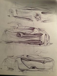 three different types of cars are shown in this drawing