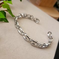 Pretty And Simple Style Silver Stainless Steel Mariner's Chain Link Open End Cuff Bracelet New @H Silver Stainless Steel Cuff Bracelet Mariners Link Casual Dressy Work Office Fashion Staple Everyday Simple Layer Stack Sterling Silver Link Bracelets With Stainless Steel Clasp, Sterling Silver Link Bracelet With Stainless Steel Clasp, Elegant Nickel-free Stainless Steel Chain Bracelet, Chain Link Bracelet Silver, Nickel-free Silver Chain Link Bracelet, Nickel-free Sterling Silver Chain Link Bracelet, Casual Dressy, Work Office, Dressy Casual