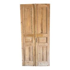 an old wooden double door on a white background