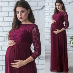 47116045615384|47116045648152|47116045680920|47116045713688 Lace Prom Gown, Long Maxi Gowns, Maternity Photography Props, Lace Fancy, Modele Hijab, Lace Maternity Dress, Dresses Maternity, Dresses For Pregnant Women, Pregnancy Clothes