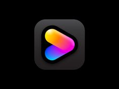 an app icon with the colors of rainbows and blue, on a black background