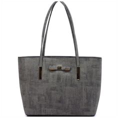 Gray Bow Textured Tote Fashion Bow Textured Faux Vegan Leather Zip Top Closure Gold-Tone Hardware Inside Zipper Pocket/ Outside Zipper Pocket L 17 * H 11.5 * W 4.5 (10.5 D) New From My Boutique Grey Tote, Zip Top, Womens Tote Bags, Zipper Pocket, Vegan Leather, Tote Bag, Boutique, Zipper, Grey