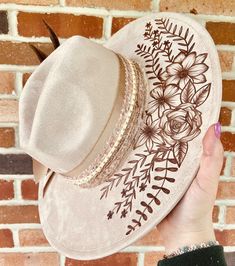 Custom Hand Burned Hat Hand Burned Wide Brim Hat Custom Branded Hat Cactus Burned Hat Western Hand Burned Hat - Etsy Felt Burning, Hat Burning Ideas, Burn Hats, Burning Hats, Burnt Hat, Burned Hats, Cowboy Hat Design, Diy Hats, Hat Burning