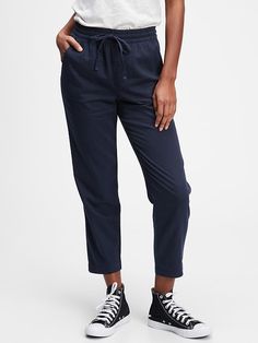 Easy Straight Pull-On Pants With Washwell | Gap Factory Pull Up Pants Outfit, Work Capsule, Lightweight Pants, Army Jacket, Twill Weave, Gap Pants, Gap Women, Pair Of Pants, Pull On Pants